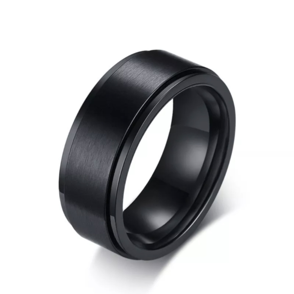 Men's Black Stainless Steel Matte Brushed Finish Wedding Band Ring  8mm NEW